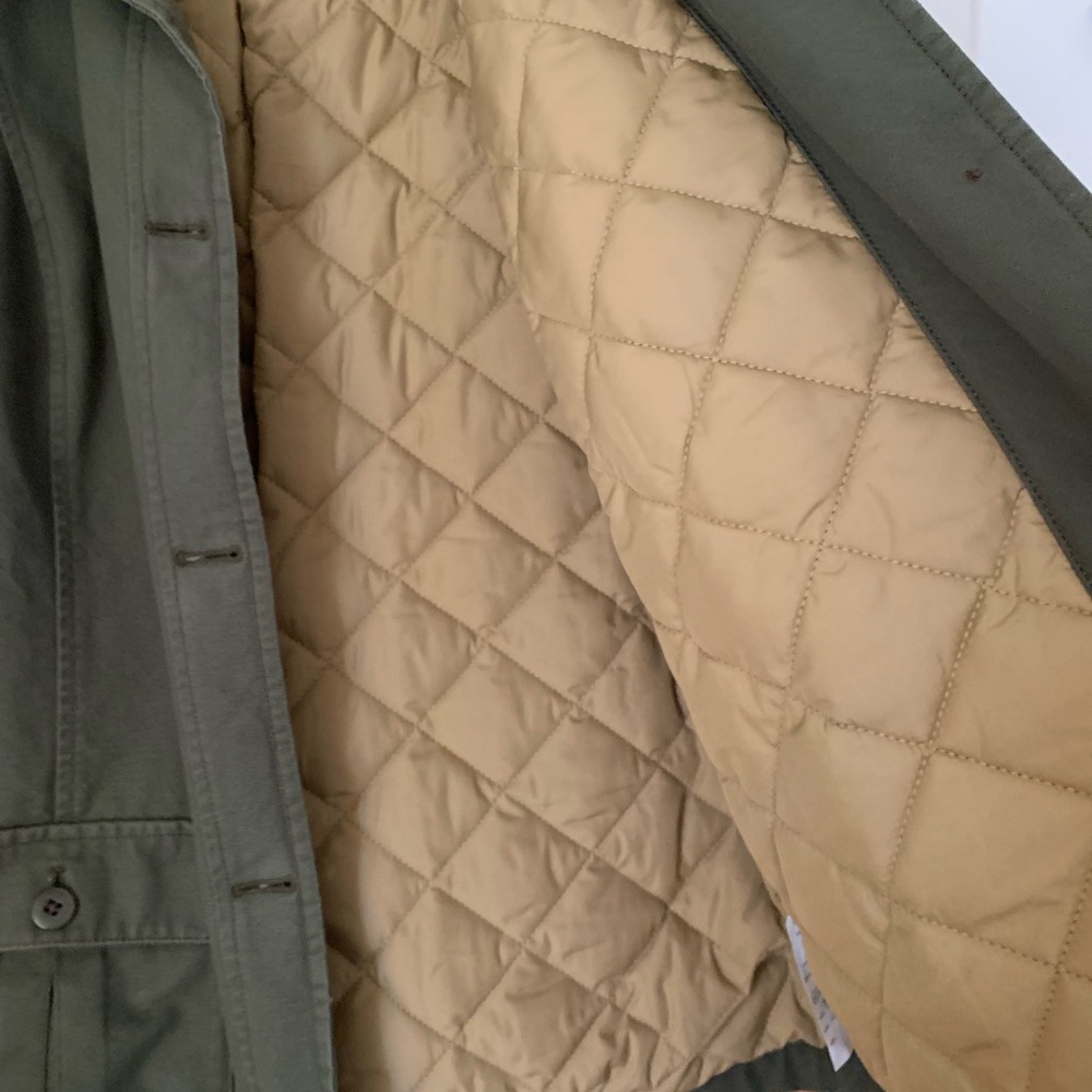 L.L. Bean Olive Green Jacket with Brown Collar - Picture 4 of 7
